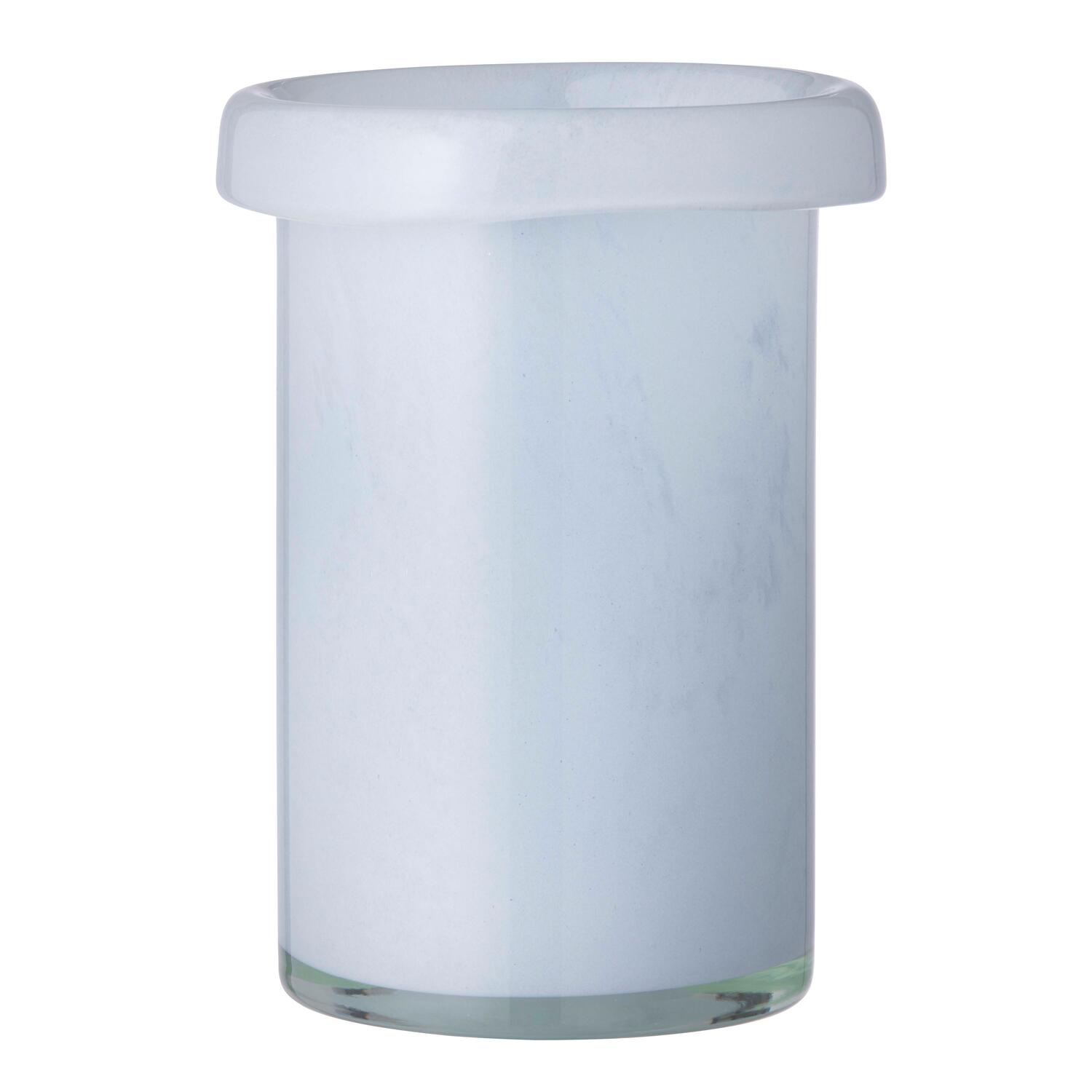 Cylinder vase med bøjet kant, lyseblå - H18 cm